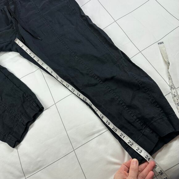 Athleta Pants Womens Medium Petite Black Retreat Linen High Rise Ankle Travel - Picture 11 of 13